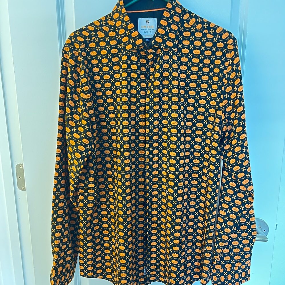 Halloween Pumpkin Button-Up Shirt